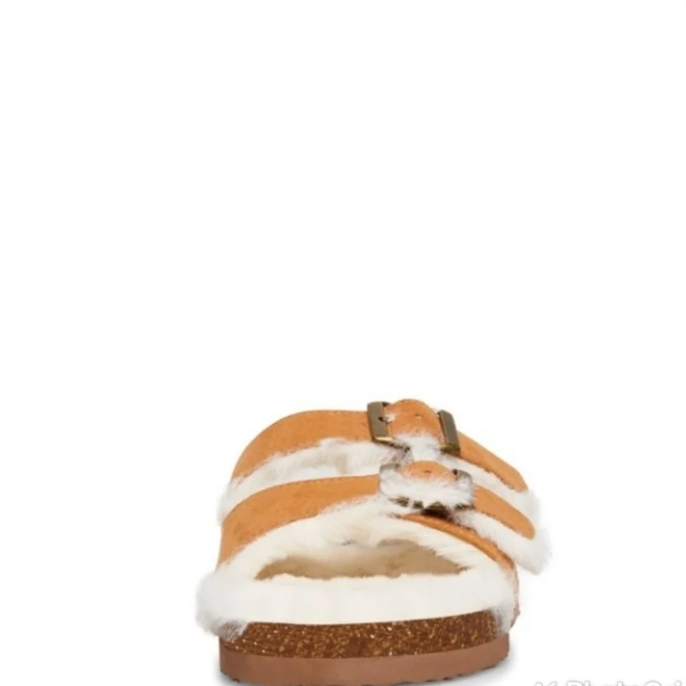 NEW Steve Madden Cognag Faux fur lined sandal